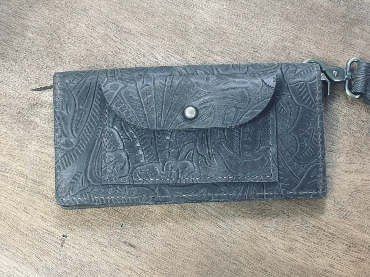 KIG - Neutral Leather Upcycled Wristlet