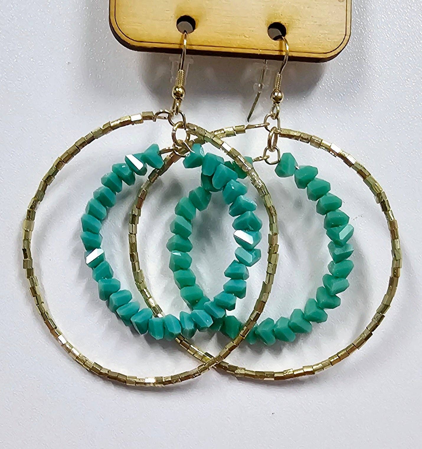 Gold And Turquoise Circle Earring
