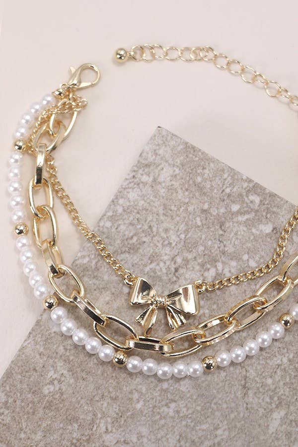 Bow Pearl Bracelet Set