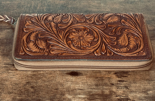 Prairie Bloom Tooled Wallet