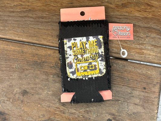 Play Me Something Country Sequin Can Koozie