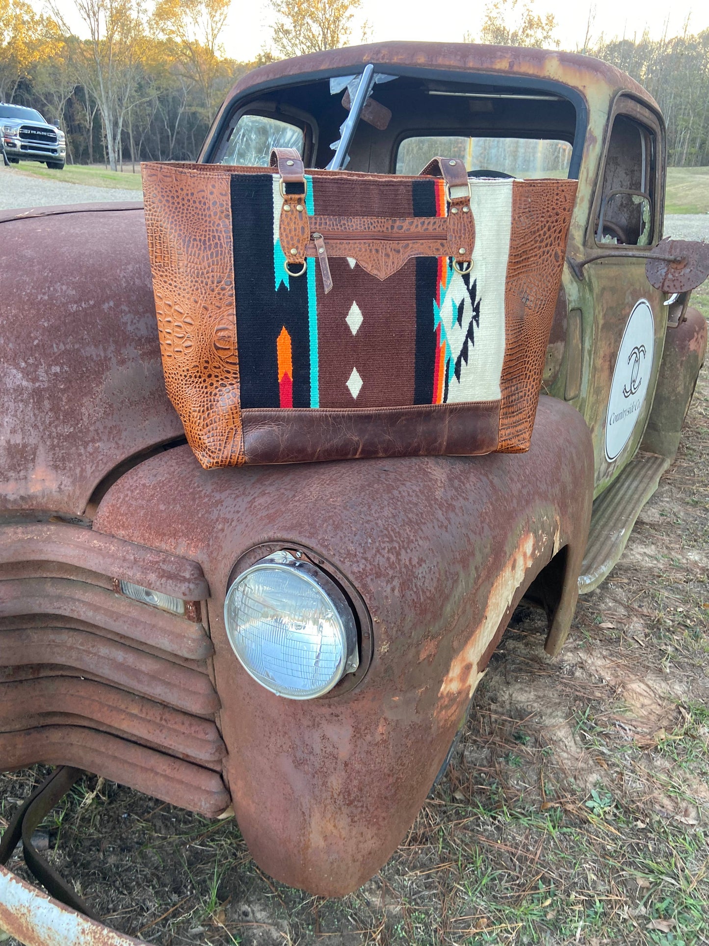 Southwest Leather Weekender Travel Bag