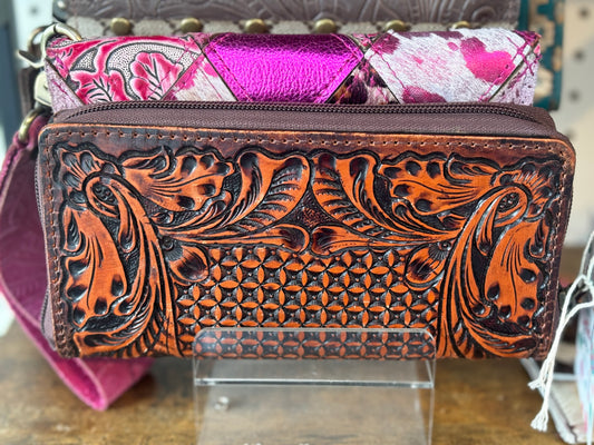 Genuine Tooled Zipper Wallet