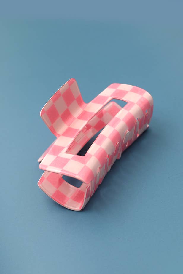 Jumbo Resin Checker Hair Claw Clips