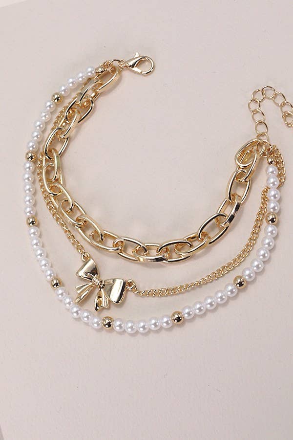 Bow Pearl Bracelet Set