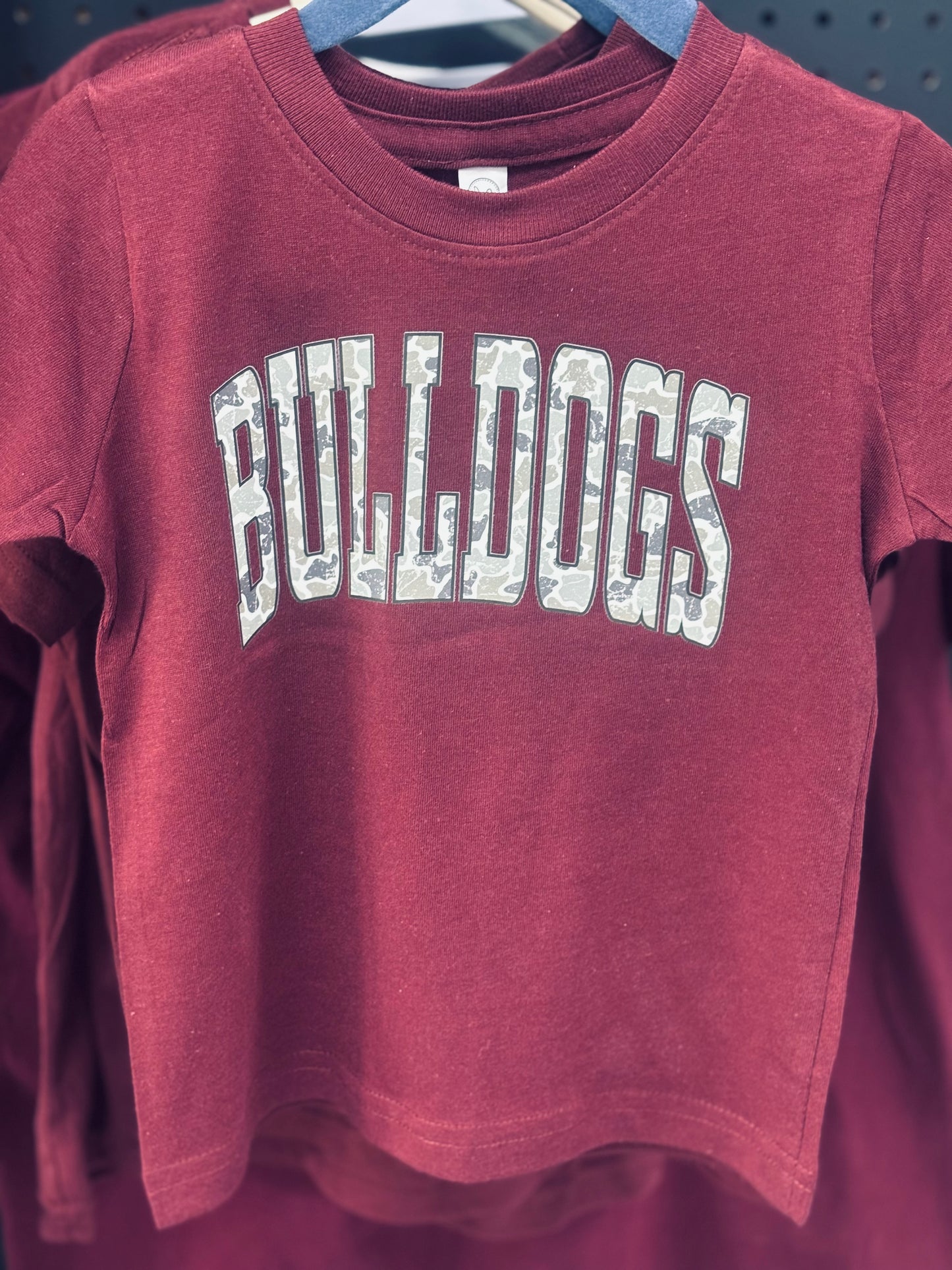 Youth Maroon Camo Bulldogs Tee
