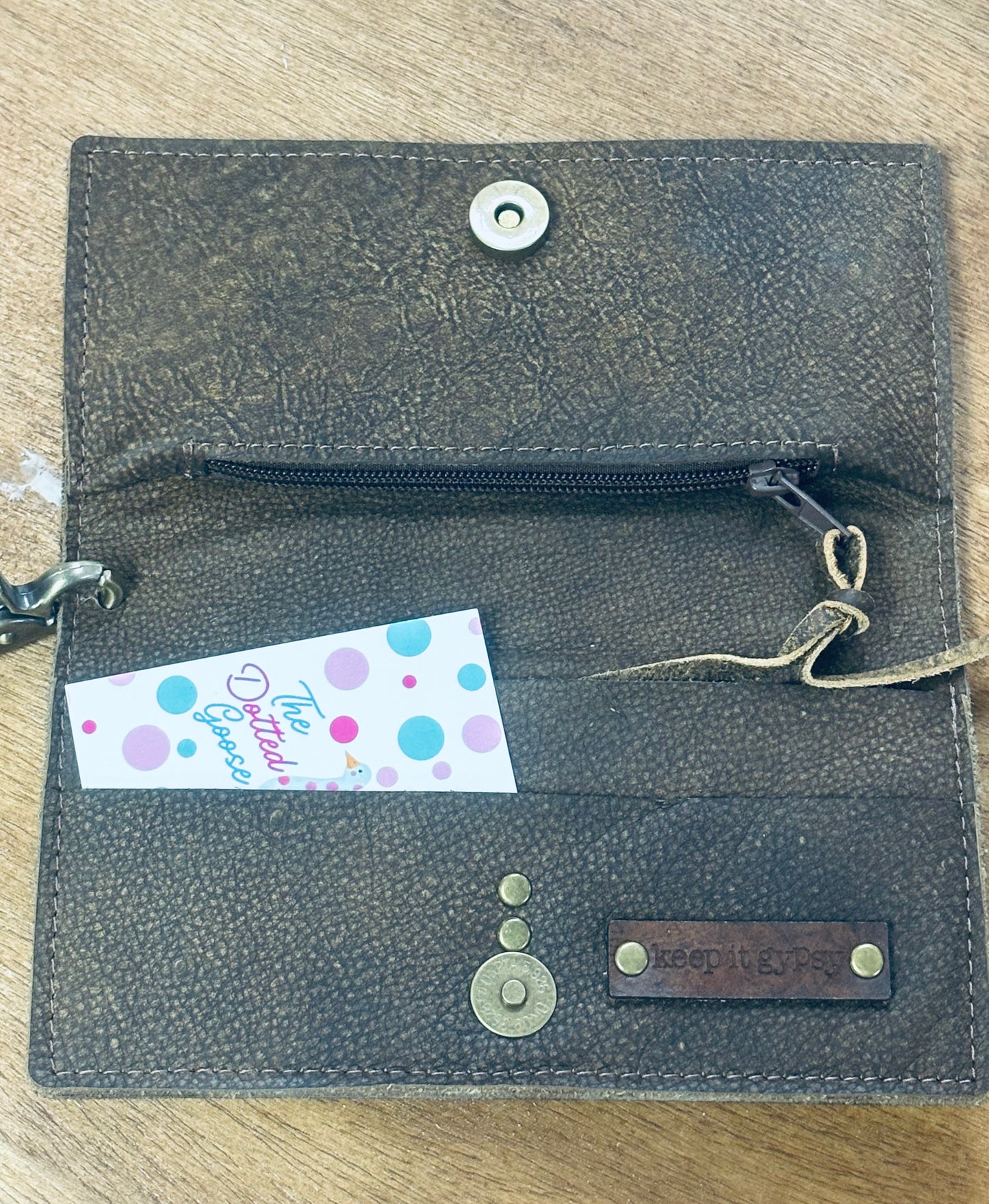 KIG - Neutral Leather Upcycled Wristlet