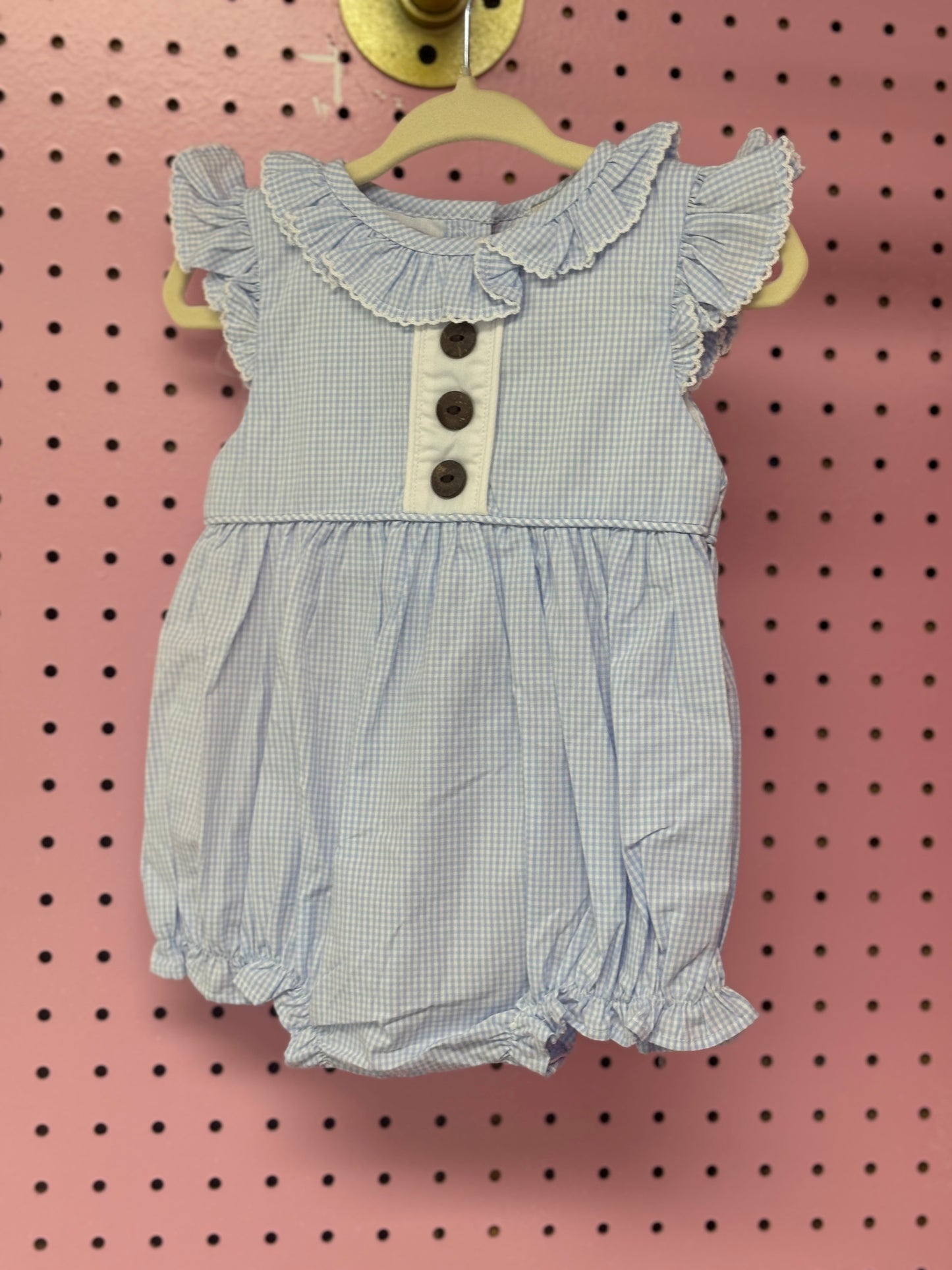 Blue Gingham Plain Girl Bubble