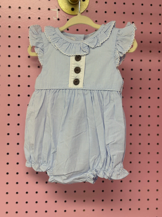 Blue Gingham Plain Girl Bubble