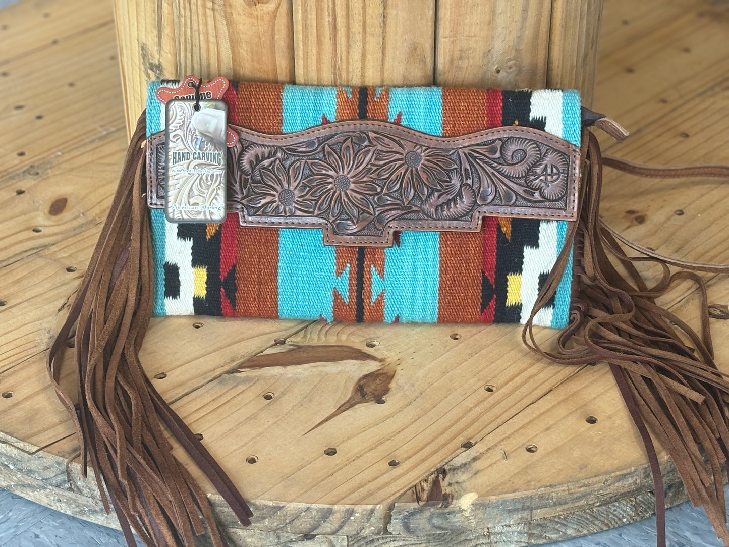 American Darling Turquoise Mesa Fringe Crossbody