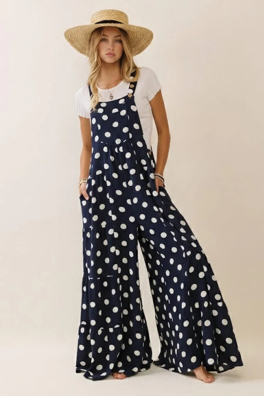 Navy Polka Dot Jumpsuit