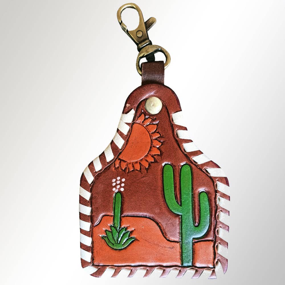 Hand Tooled Genuine Leather Keyring